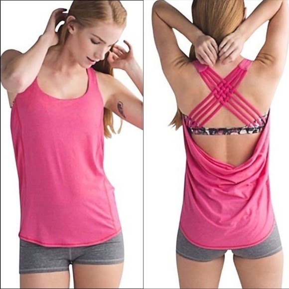 Lululemon Wild Tank in Heathered Bon Bon Pink So Fly Butterfly Angel Wing - Picture 1 of 6
